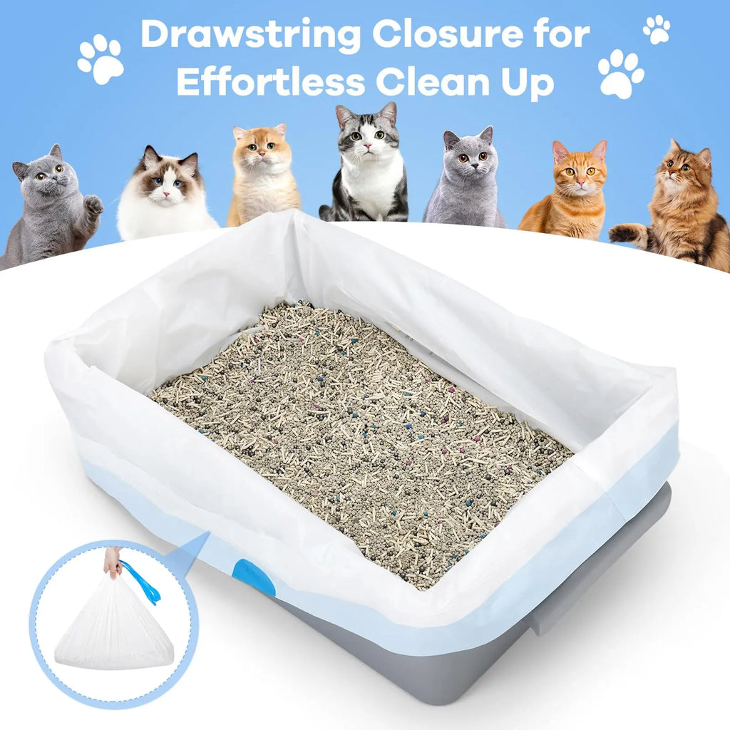 Cat Litter Bags - Heavy-Duty Drawstring Liners for Automatic/Self-Cleaning Litter Boxes, High Durability, Easy to Use, 40 Pcs, 25In*16.5In#Summervibes #Petlovers