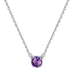 Dainty Cat Birthstone Necklace – Sterling Silver Valentine's Gift