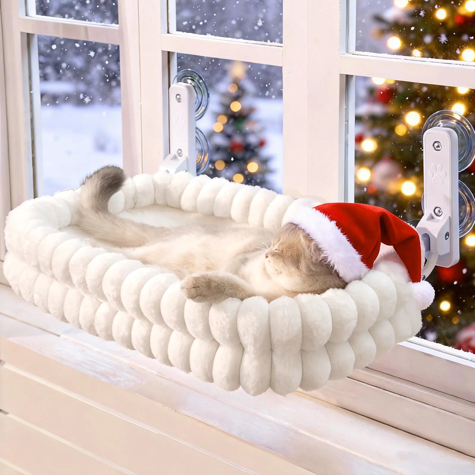 Folding Cat Hammock for Window - Cordless, Machine Washable Bed, Robust Metal Frame, Strong Suction Cups，Cat Window Perch for Cats and Small Dogs Tiktokshopspringglowup