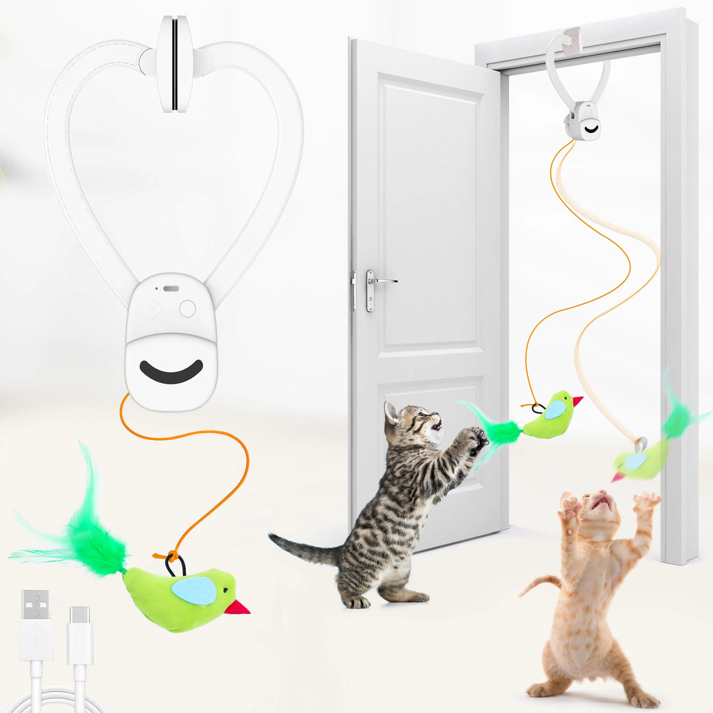 CATPICK Interactive Cat Toy for Indoor Cats - Best Kitten & Adult Cat Enrichment Stimulation Toy with Electric Flying Bird Feather Wand