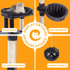 HOOMIC 36 Inches Cat Tree, Multi-Level Condo with Sisal Posts & Cozy Hammock, Padded Plush Perch, Available in Beige, Dark Grey, Light Grey , Perfect for Indoor Cats & Kittens #Summervibes