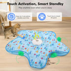 Hide and Seek Cat Toys with 2 Teasing Sticks, Touch Activated Cat Kitten Toy Exercise Toys for Indoor Bored Cats, Interactive Cat Toys Rechargeable, Moving Concealed Feathers, Real Mouse Squeaky
