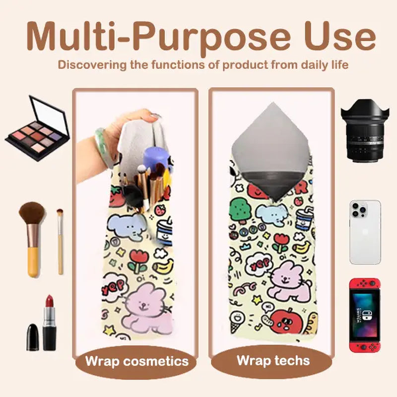 Supetspaw Reusable Cat Grooming Wrap – Washable Self-Adhesive Anti-Scratch Restraint Wrapfor Stress-Free Nail Clipping, Face Cleaning, Medication ， Multifunctional Care& More | Also Great for Makeup or Camera Travel Storage Calming
