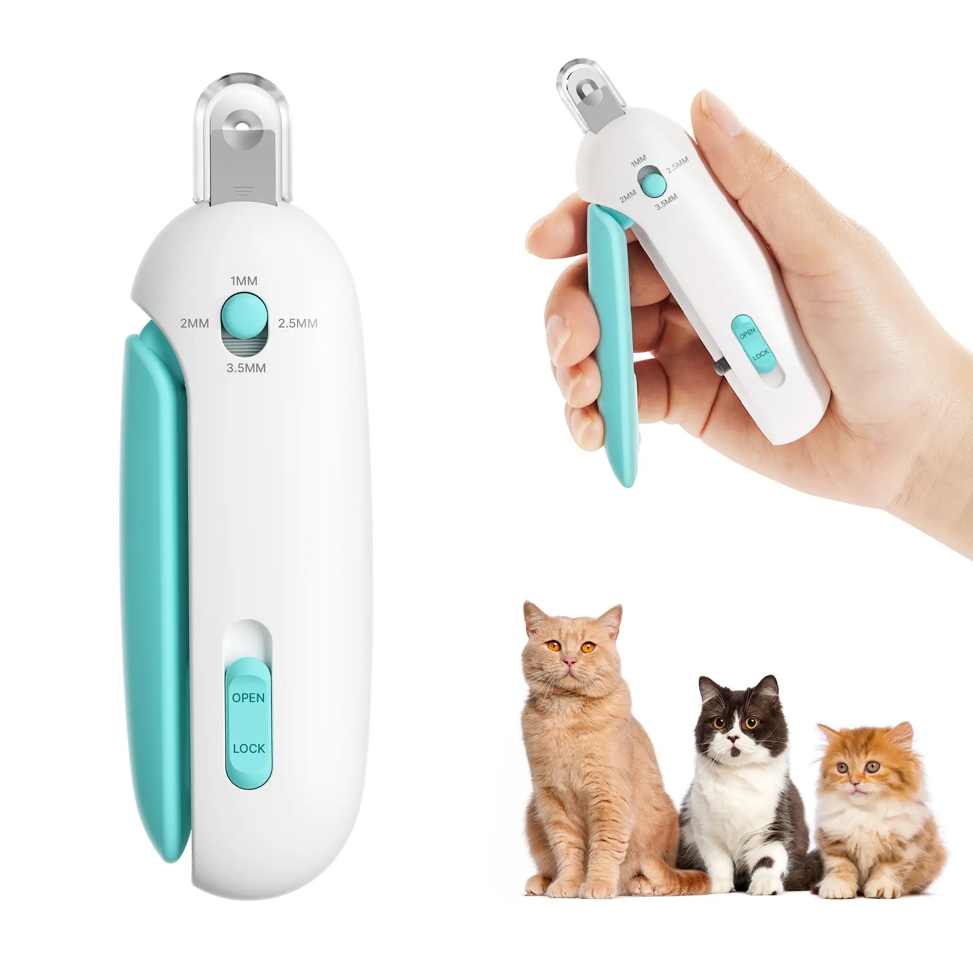 Potaroma Cat Nail Clipper with Adjustable 4-Size Trimming Hole & Hidden Nail File | Safe Toenail Trimmer for Kittens & Indoor Cats | Anti-Splash Claw Cutter for Cat Grooming (Blue) #Summervibes #Petlovers