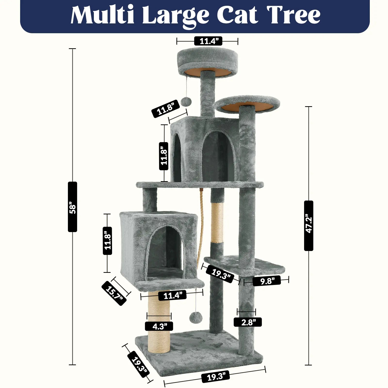 [Mothersdaygift] Wecharmer Cat Tree / Tower for Indoor with Green Leaves, Cat Condo Cozy Plush House with Hang Ball, Pet Furniture with Scratching Posts Cat Tree