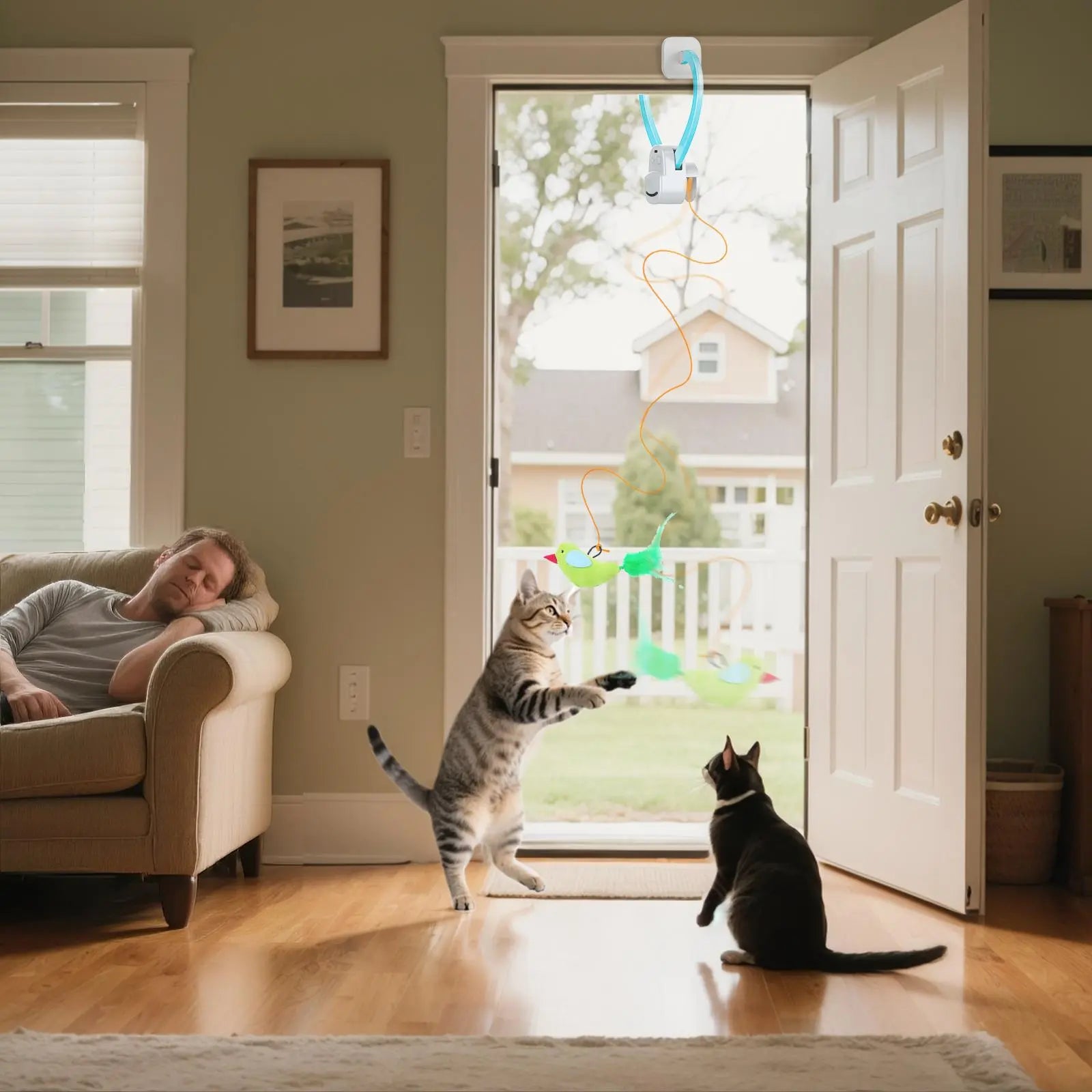 CATPICK Interactive Cat Toy for Indoor Cats - Best Kitten & Adult Cat Enrichment Stimulation Toy with Electric Flying Bird Feather Wand