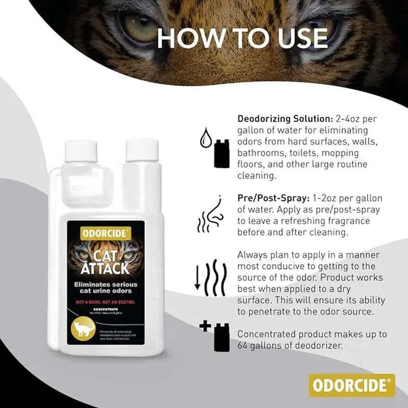Odorcide Cat Attack - Professional Cat Urine Odor Eliminator Concentrate